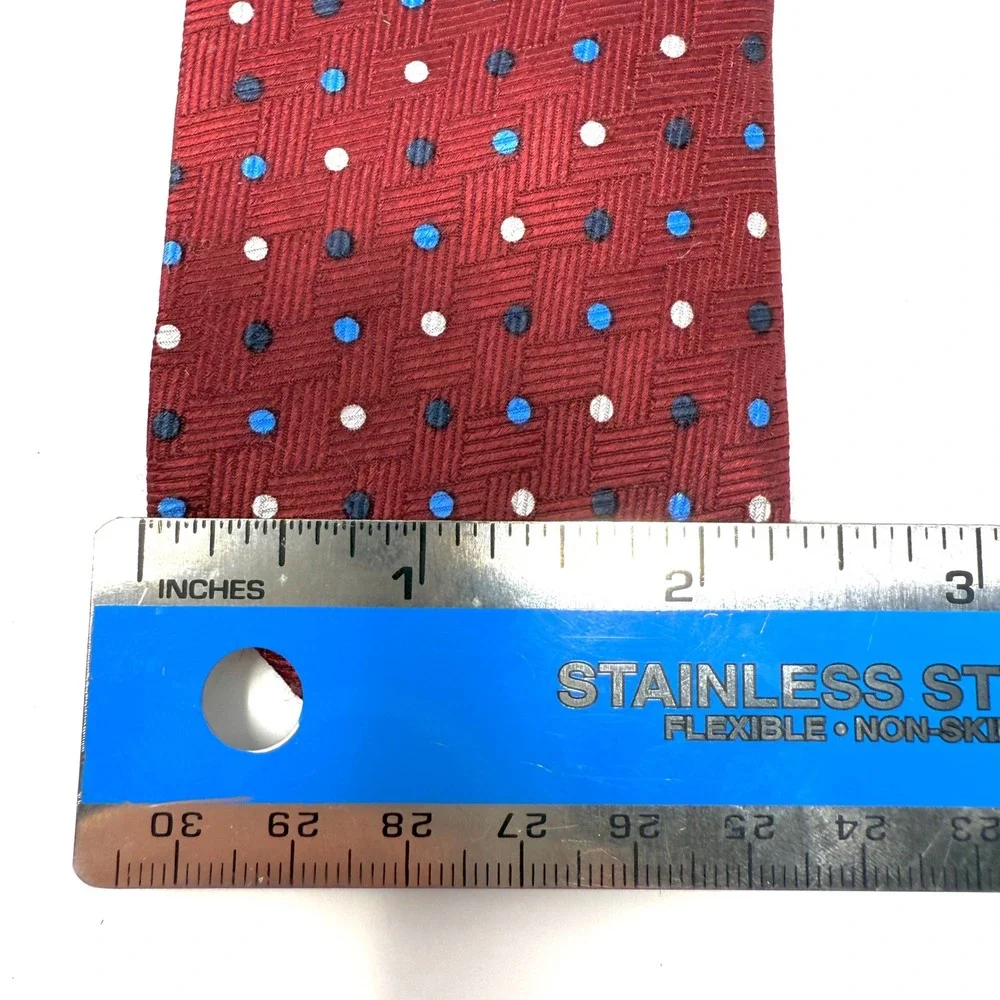 Calvin Tie Burgundy Polka Dot‎ Silk Handmade Designed in Italy Kids Boy